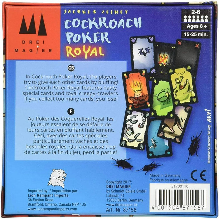 Schmidt | Cockroach Poker Royal | Card Game | Ages 8+ | 2-6 Players | 15 Minutes Playing Time