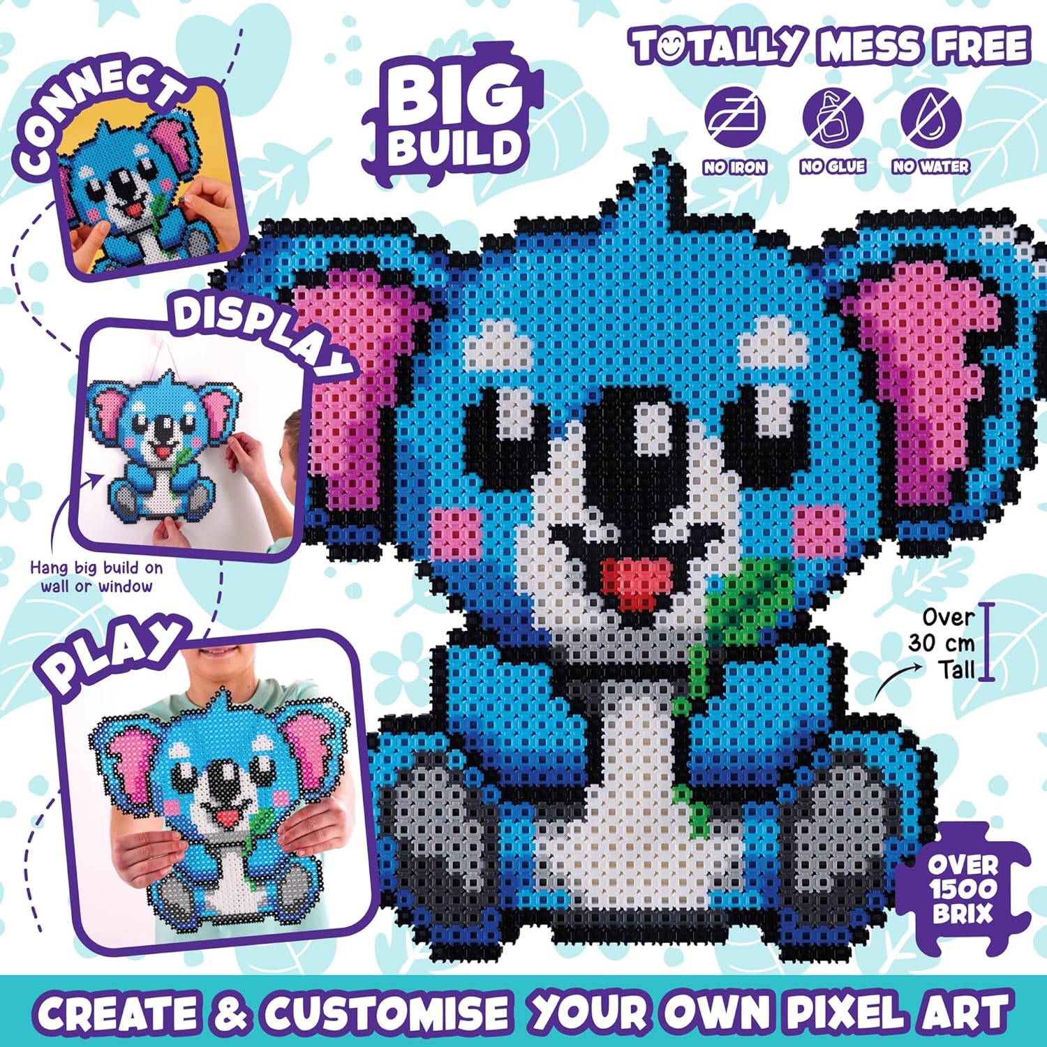 Simbrix 08251 Big Builds Koala 1500+ brix crafts toys for boys and girls Pixel wall art and 3D display, Multicolour