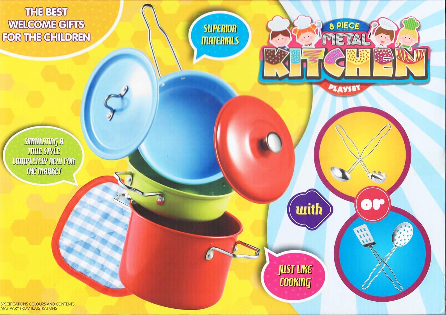 Speelkeuken kookpan set van metaal kleurrijk met keukenaccessoires