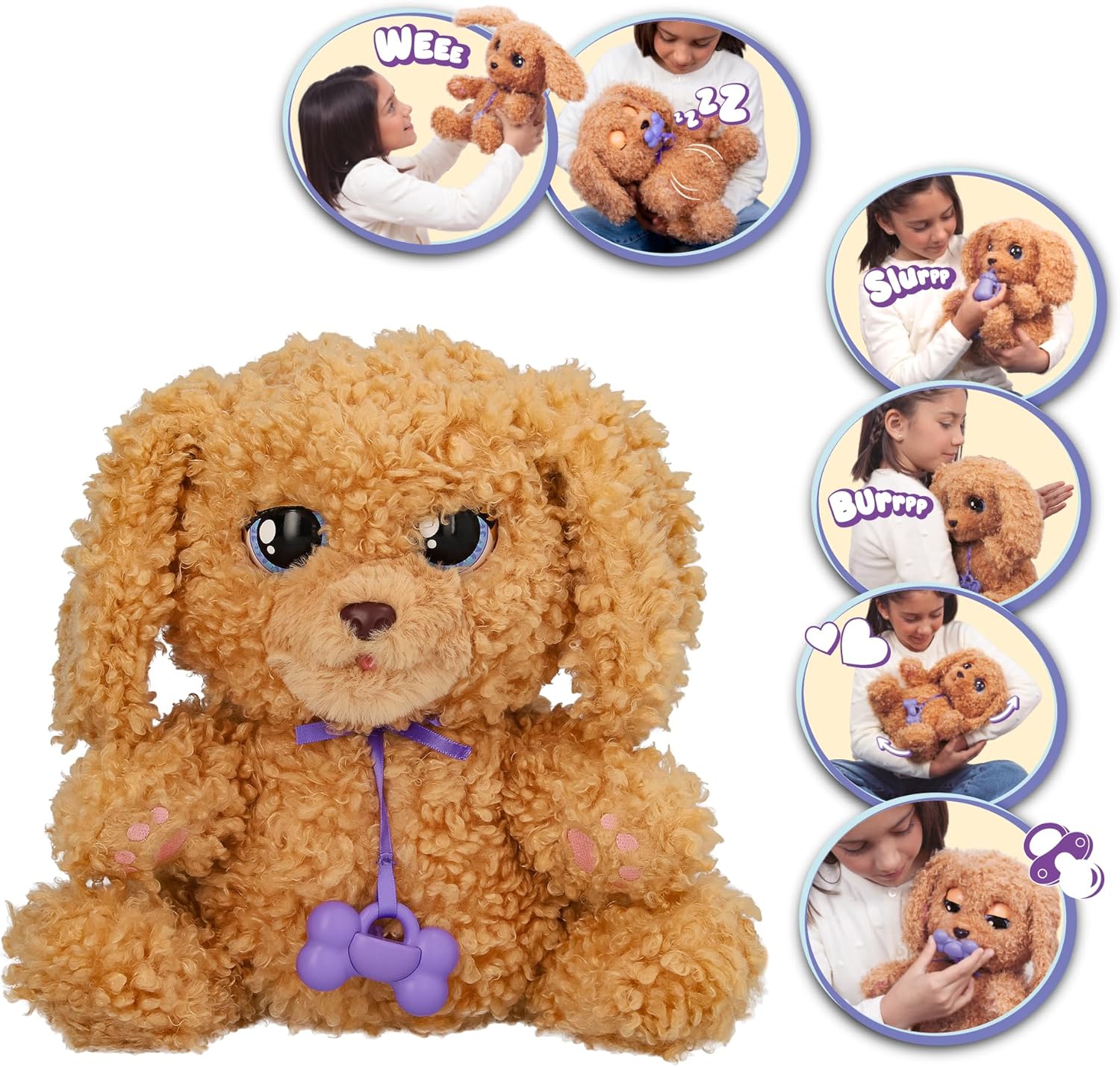BABY PAWS Love and Care Labradoodle, Interactive Plush Puppy that Reacts to your Inputs in 7 Different Ways, With 3 Accessories, You can Take it Anywhere with it's Bag, Toy for Kids Age 4 and Up