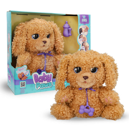 BABY PAWS Love and Care Labradoodle, Interactive Plush Puppy that Reacts to your Inputs in 7 Different Ways, With 3 Accessories, You can Take it Anywhere with it's Bag, Toy for Kids Age 4 and Up
