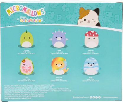 Micromallows Squishmallows Original 6-Pack – Cortez Caterpillar, Dane Dragon, Floyd French Fries, Lena Guava Fruit, Leonard Lion, Noah Seal
