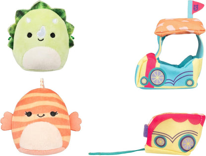 Squishmallows Micromallows SQMM0015 Accessory Set - Train Ride Super Soft Mini 6.5 cm Plush Figures (Tristan & Lucienne