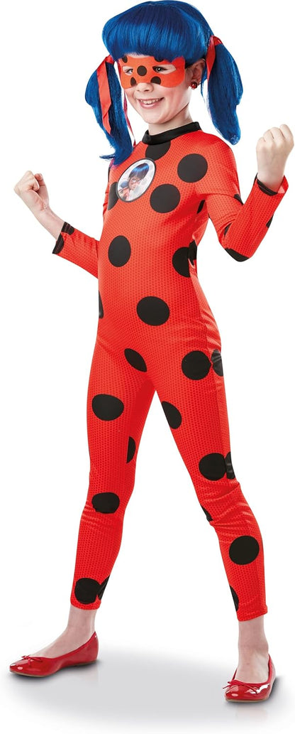 Rubies Disfraz Miraculous Ladybug Tikki Classic para niñas, Jumpsuit con detalles impresos y antifaz. Oficial de Zag Miraculous para Carnaval, Cumpleaños, Navidad y Halloween