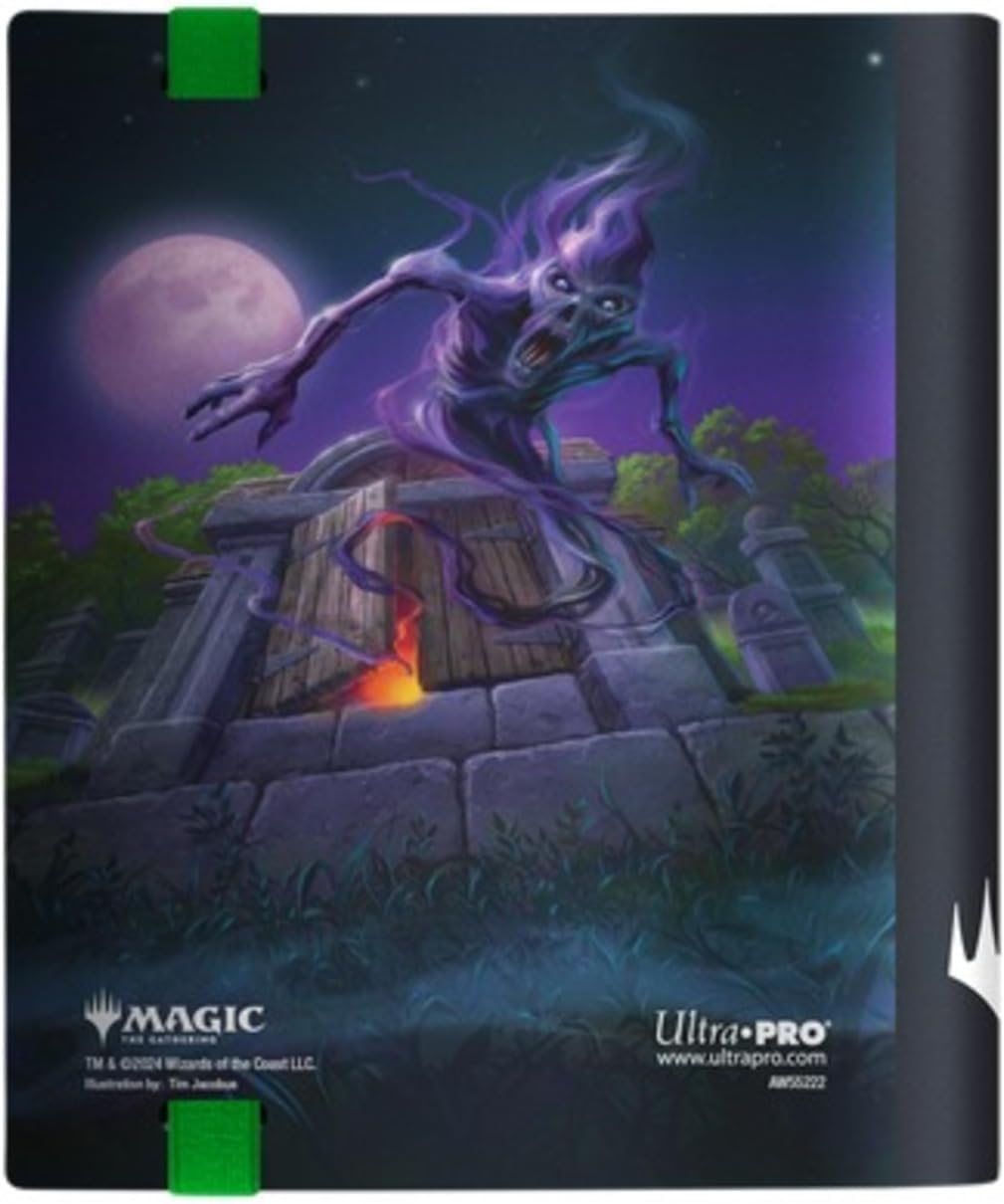 Ultra PRO - MTG Duskmourn 4-Pocket PRO-Binder FT. Exhume and Crypt Ghast, Protect and Store 160 Standard Size Cards in Side Loading Pockets, Slime Green Webbed Pages, MTG Artwork