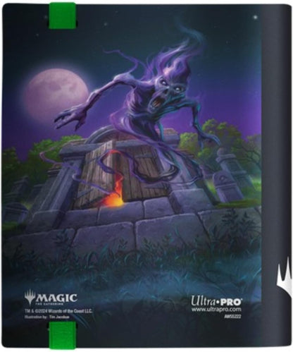 Ultra PRO - MTG Duskmourn 4-Pocket PRO-Binder FT. Exhume and Crypt Ghast, Protect and Store 160 Standard Size Cards in Side Loading Pockets, Slime Green Webbed Pages, MTG Artwork