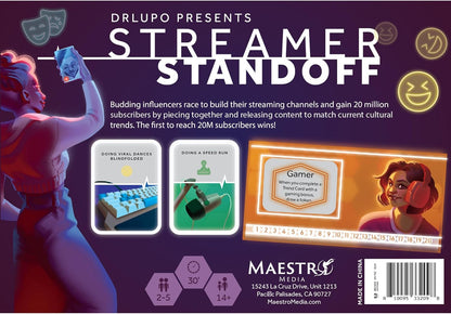 | Streamer Standoff | Strategy Board Game | Create Content, Build Your Channel & Race to 20M Subscribers | 2-5 Players | 25 Min | Ages 14+