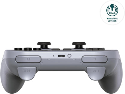 8Bitdo Pro 2 Bluetooth Controller for Switch, Hall Effect Joystick Update, Wireless Gaming Controller for Switch, Switch 2, PC, Android, and Steam Deck & Apple (Gray Edition