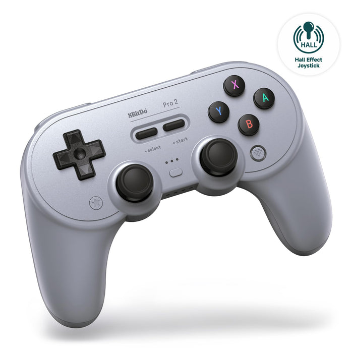 8Bitdo Pro 2 Bluetooth Controller for Switch, Hall Effect Joystick Update, Wireless Gaming Controller for Switch, Switch 2, PC, Android, and Steam Deck & Apple (Gray Edition