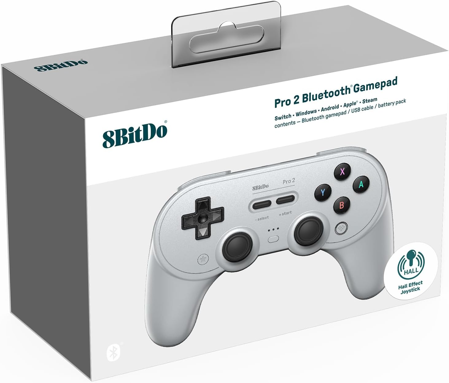 8Bitdo Pro 2 Bluetooth Controller for Switch, Hall Effect Joystick Update, Wireless Gaming Controller for Switch, Switch 2, PC, Android, and Steam Deck & Apple (Gray Edition