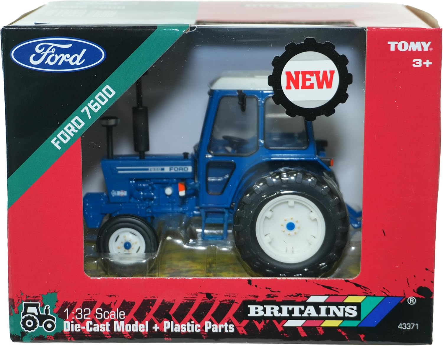 Britains Ford 7600 with Dual Rear Wheels - Diecast Toy Tractor Farm Toys 1 32 Scale - Metal and Plastic Tractor Toys - Collectible Model Farm Tractors for Plus 3 Year Olds