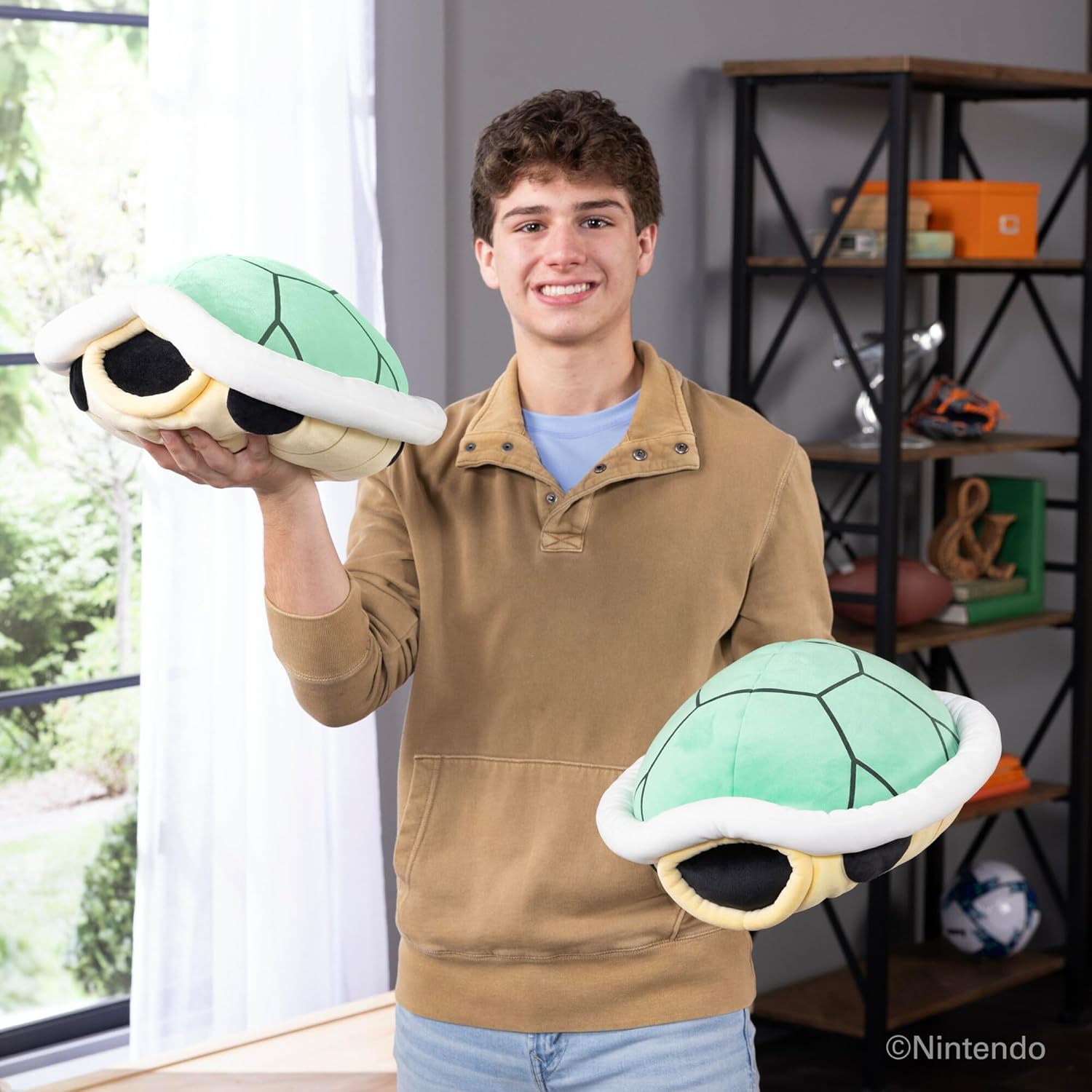 Club Mocchi Mocchi Super Mario Green Shell Mega-Plüschfigur, 38,1 cm – Super-Mario-Sammelspielzeug für Kinder ab 3 Jahren