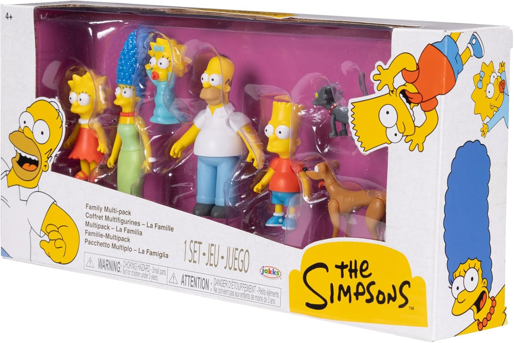 THE SIMPSONS Action Figures Family Multi-Pack 6.35cm Scale Figures by JAKKS Pacific, Includes Homer, Marge, Bart, Lisa, Maggie, Santa’s Little Helper, and Snowball II