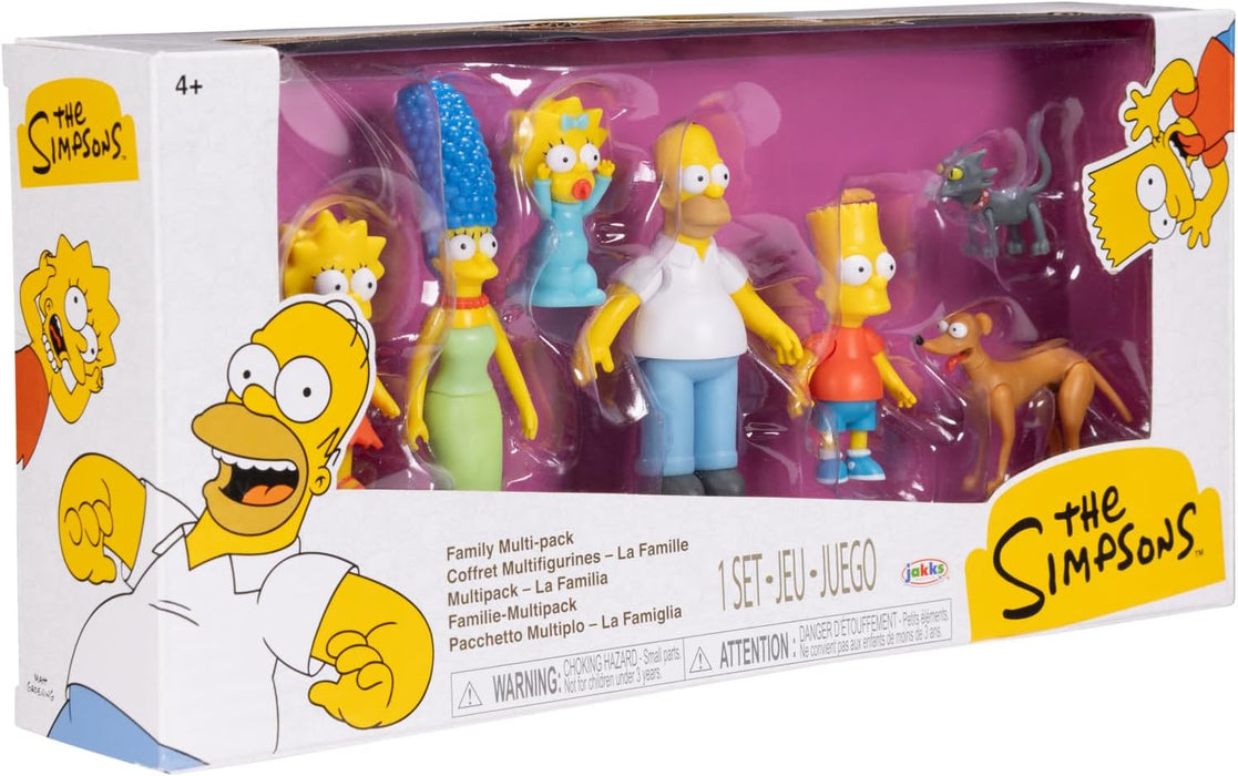 THE SIMPSONS Action Figures Family Multi-Pack 6.35cm Scale Figures by JAKKS Pacific, Includes Homer, Marge, Bart, Lisa, Maggie, Santa’s Little Helper, and Snowball II
