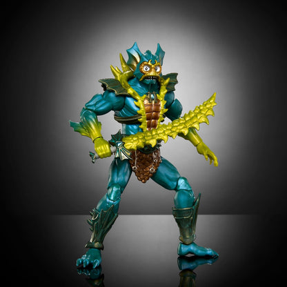 Masters of the Universe Masterverse New Eternia Mer-Man Action Figure, 30 Articulations, 7-inch MOTU Toy Villain, Sword & Spear, HYC59