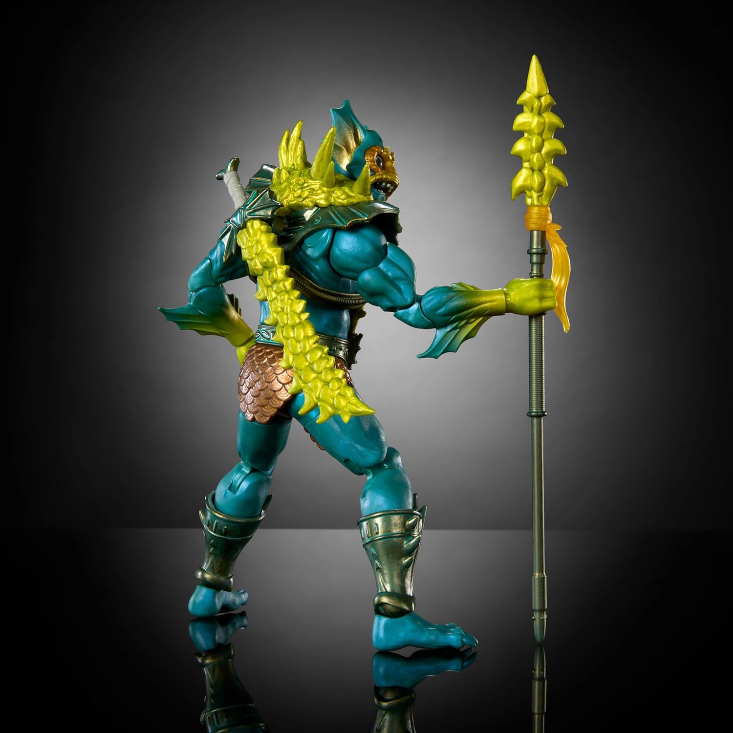 Masters of the Universe Masterverse New Eternia Mer-Man Action Figure, 30 Articulations, 7-inch MOTU Toy Villain, Sword & Spear, HYC59