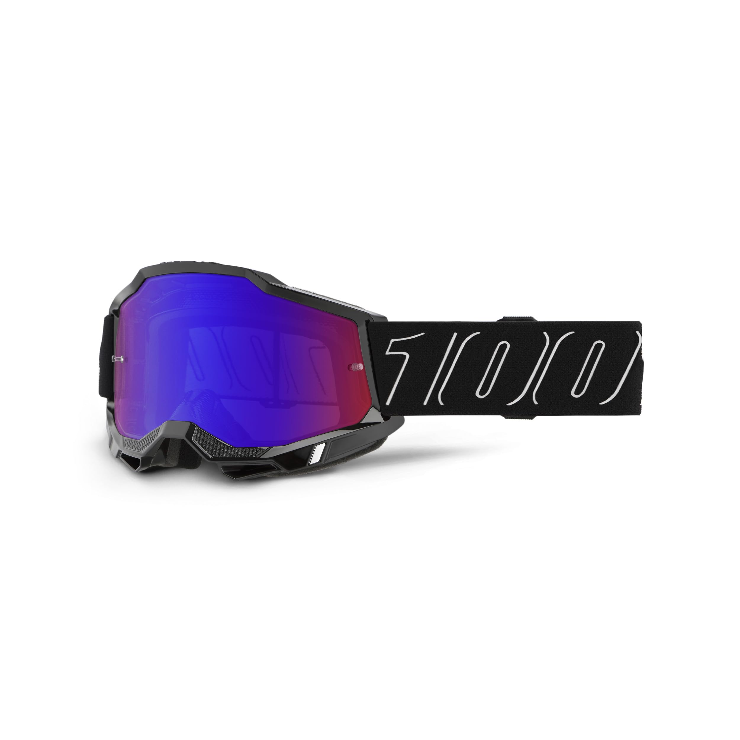 100% Accuri 2 Goggles - Eyewear for Motocross & Mountain Biking - Goggles for Dirt Bikes, Motorcycles & Bike Sports - Blackline, Mirror Red/Blue Lens