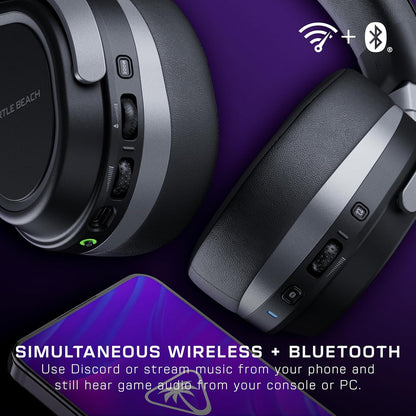 Turtle Beach Stealth 700 Black PC Wireless Gaming Headset w/ 80hr Battery, Bluetooth, Dual Transmitters & 60mm Speakers for PC, PS5, PS4, Nintendo Switch & Mobile