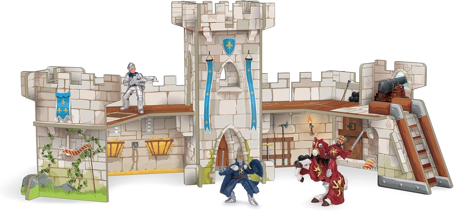 Papo Mini 33107 Mini Knights Castle Cardboard Environment, Multicolour