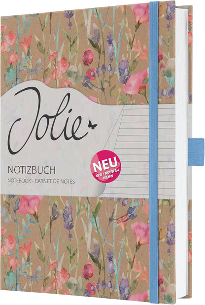 SIGEL JN853 Jolie Notebook, Pure Wildflowers, lined, 15,2 x 20,3 cm, hardcover, 192 pages, brown, pink, blue, purple