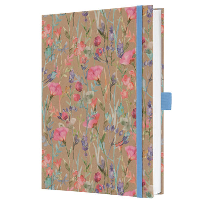 SIGEL JN853 Jolie Notebook, Pure Wildflowers, lined, 15,2 x 20,3 cm, hardcover, 192 pages, brown, pink, blue, purple