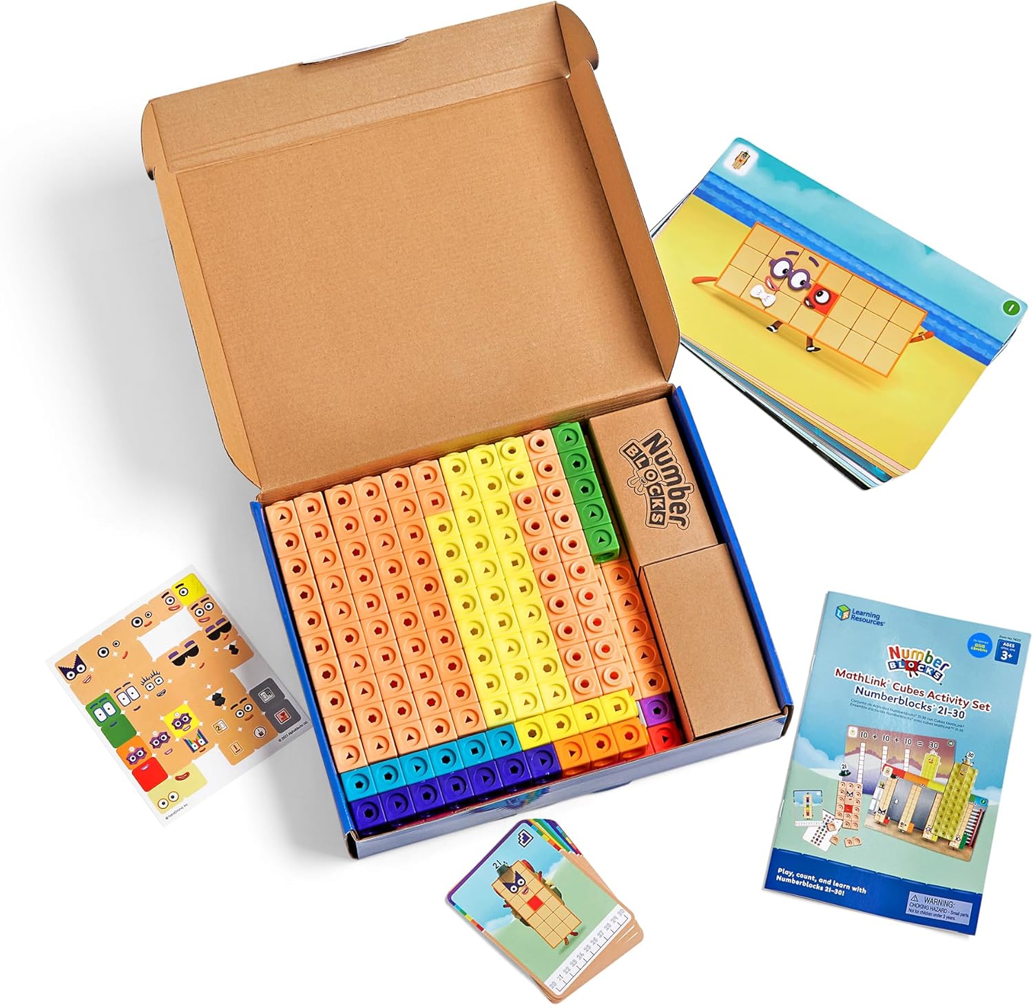 Learning Resources MathLink Cubes Numberblocks 21–30 Set Bambini di 3 Anni, 20 attività Correlate alla Serie TV, Giocattoli Sensoriali per l'Autismo, Multicolore, HM96321UK