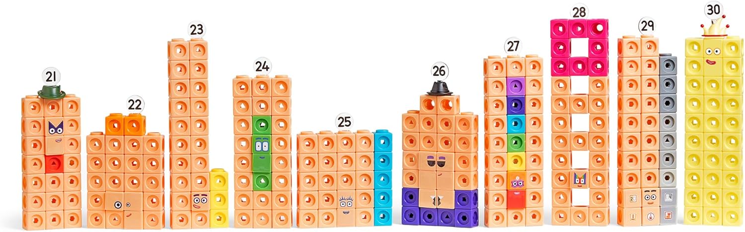 Learning Resources MathLink Cubes Numberblocks 21–30 Set Bambini di 3 Anni, 20 attività Correlate alla Serie TV, Giocattoli Sensoriali per l'Autismo, Multicolore, HM96321UK