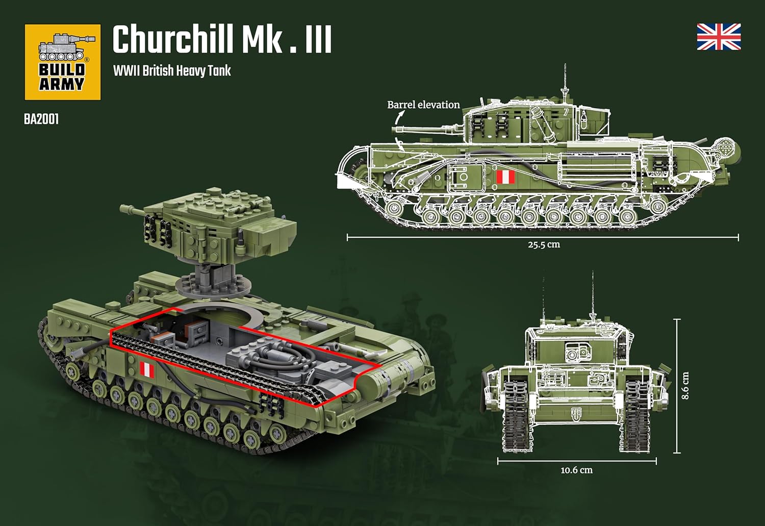 Buildarmy WWII British Churchill Tank MK III Baustein modell Construction Set