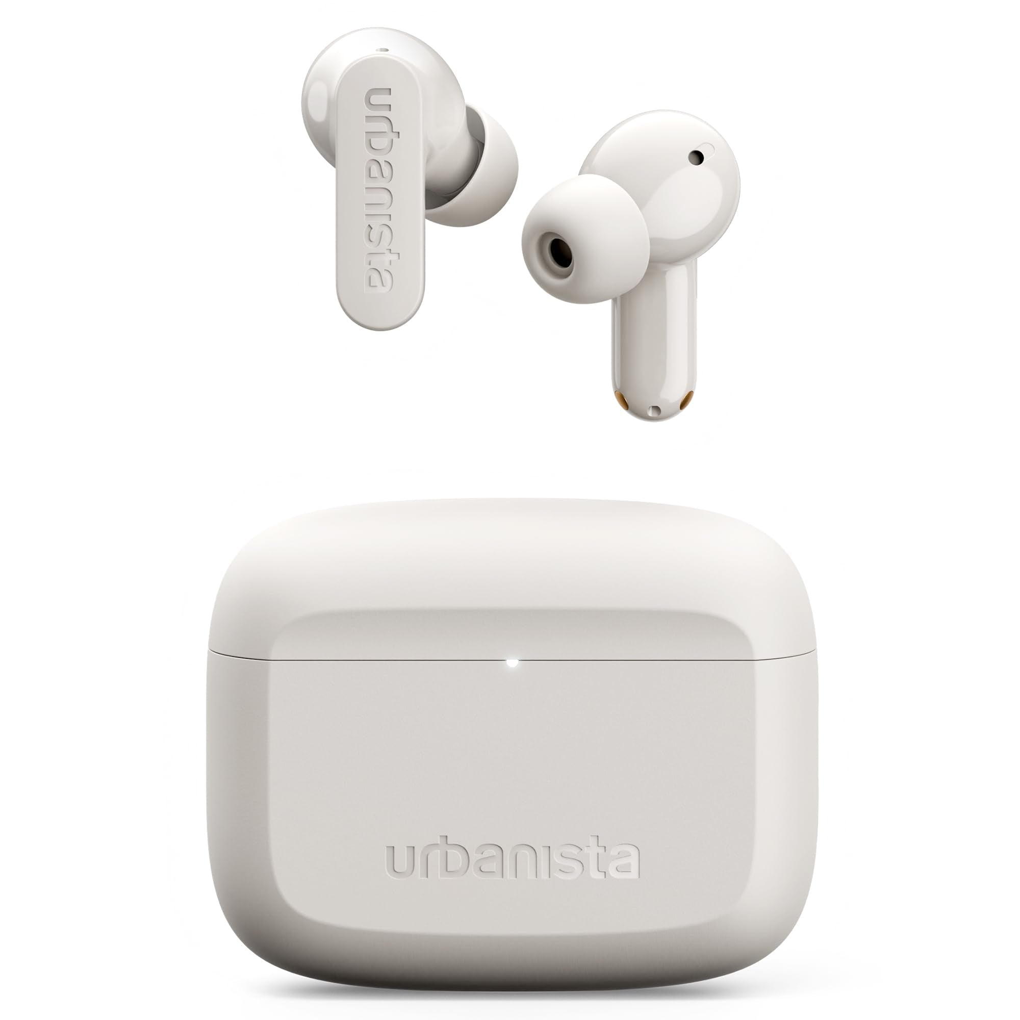 Urbanista Palo Alto Cuffie Bluetooth, Auricolari Bluetooth 5.3 Wireless, Cuffie Antirumore con 6 HD Mics, Audio adattivo, Trasparenza, 45 Ore di Riproduzione, Bassi Potenti, USB-C, IP54, Bianca