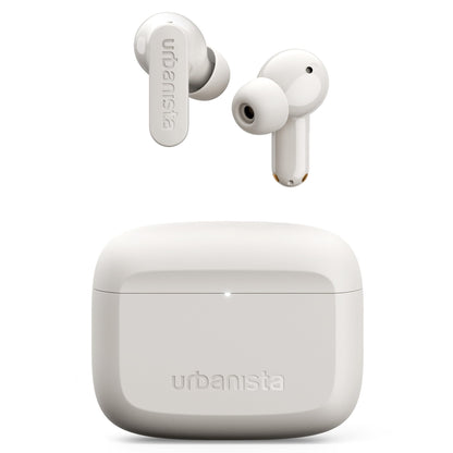 Urbanista Palo Alto Cuffie Bluetooth, Auricolari Bluetooth 5.3 Wireless, Cuffie Antirumore con 6 HD Mics, Audio adattivo, Trasparenza, 45 Ore di Riproduzione, Bassi Potenti, USB-C, IP54, Bianca