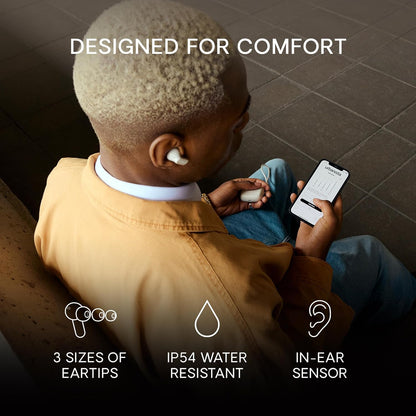 Urbanista Palo Alto Cuffie Bluetooth, Auricolari Bluetooth 5.3 Wireless, Cuffie Antirumore con 6 HD Mics, Audio adattivo, Trasparenza, 45 Ore di Riproduzione, Bassi Potenti, USB-C, IP54, Bianca