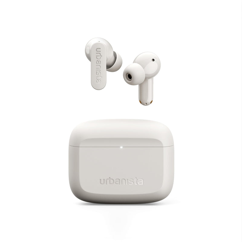 Urbanista Palo Alto Cuffie Bluetooth, Auricolari Bluetooth 5.3 Wireless, Cuffie Antirumore con 6 HD Mics, Audio adattivo, Trasparenza, 45 Ore di Riproduzione, Bassi Potenti, USB-C, IP54, Bianca