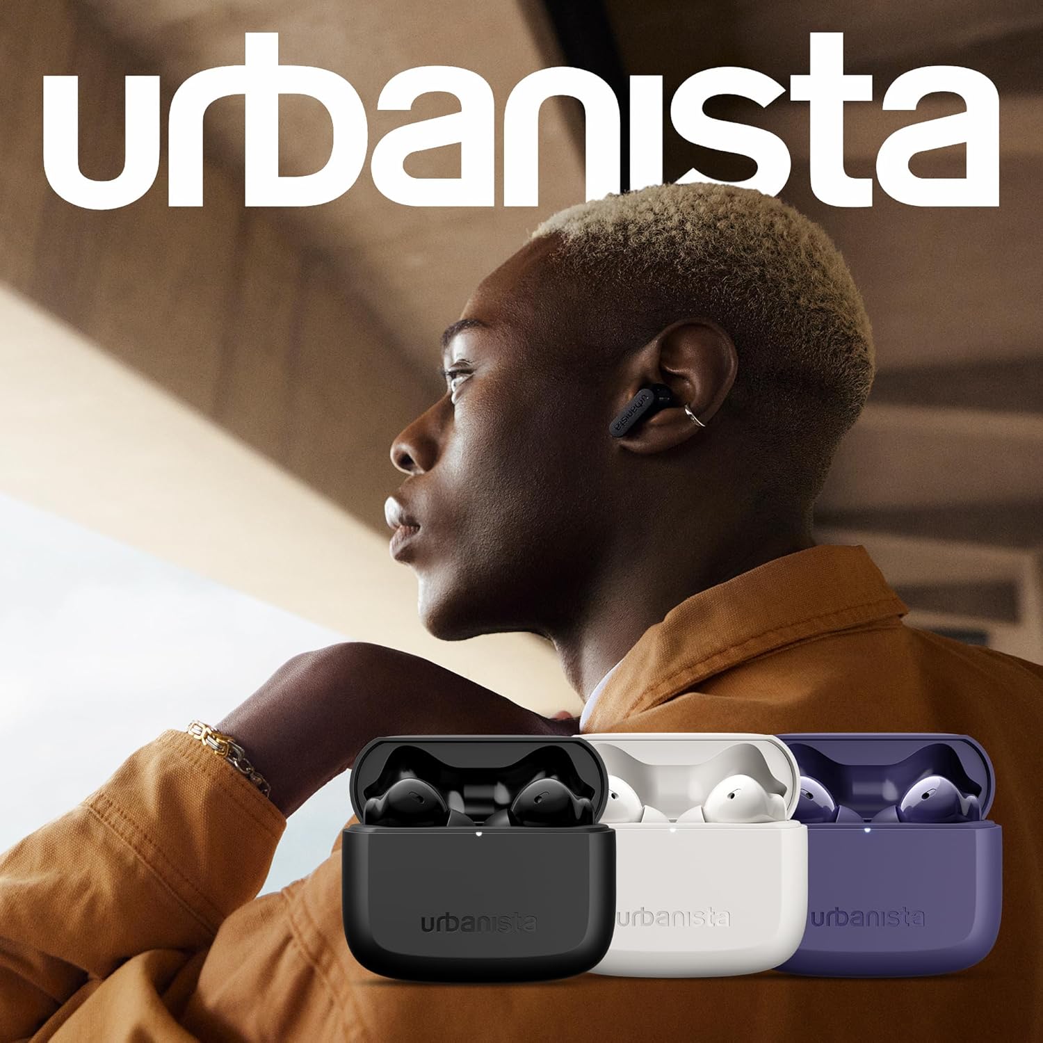 Urbanista Palo Alto Cuffie Bluetooth, Auricolari Bluetooth 5.3 Wireless, Cuffie Antirumore con 6 HD Mics, Audio adattivo, Trasparenza, 45 Ore di Riproduzione, Bassi Potenti, USB-C, IP54, Viola