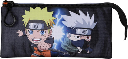 Naruto Kid-Triple Pencil Case, Grey, 23 x 11 cm