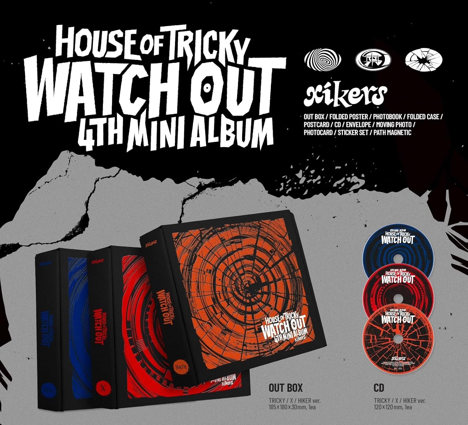 House Of Tricky : Watch Out - Random Cover - incl. 96pg Photobook, Folded Poster, Folded Case, 2 Postcards, Envelope, Moving Photo, 2 Photocards, Sticker Set + Path Magnetic