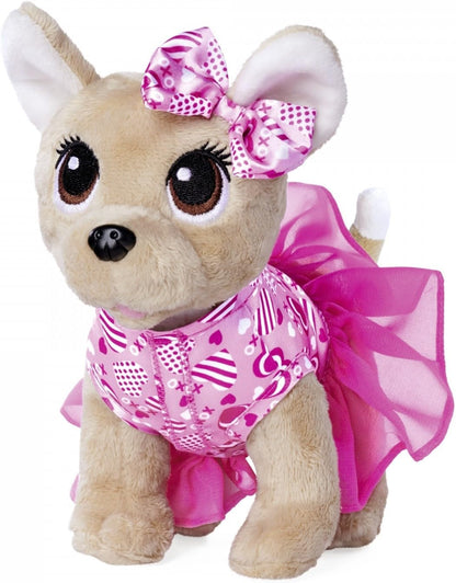 Simba- CCL-OVE Chi Love is in The Air, Perro de Peluche Chihuahua con Bonito Vestido y Lazo, en Bolsa de corazón con Purpurina, 20 cm, a Partir de 3 años, Color Blanco, Moyen (105890055