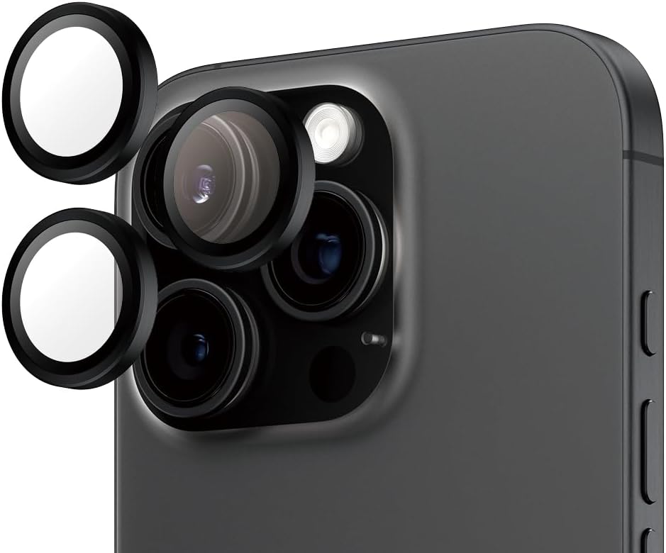 PanzerGlass HOOPS Camera Lens Protector for Apple iPhone 16 Pro / 16 Pro Max 2024| Ultra High Clarity Glass,Full Coverage Individual Lens Protection, Anti-Scratch Anti-Fingerprint - Black