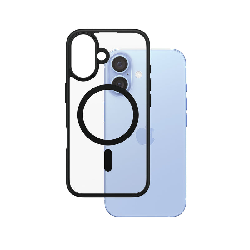 PanzerGlass ® HardCase Transparent w. Black MagSafe & Frame iPhone 16