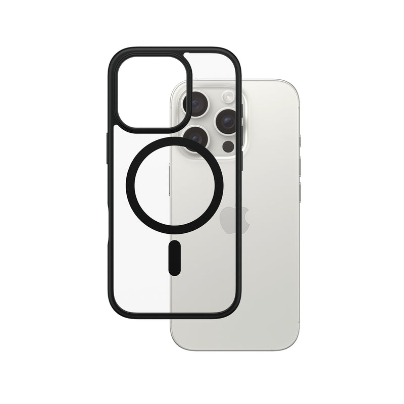 PanzerGlass ® HardCase Transparent w. Black MagSafe & Frame iPhone 16 Pro