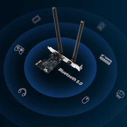 Mercusys AC1200 Wi-Fi Bluetooth 5.0 PCIe Adapter with Two Antennas, Dual Band,MU-MIMO,WPA3, Supports Windows 10/11(64bit), Plug and Play(MA30E)