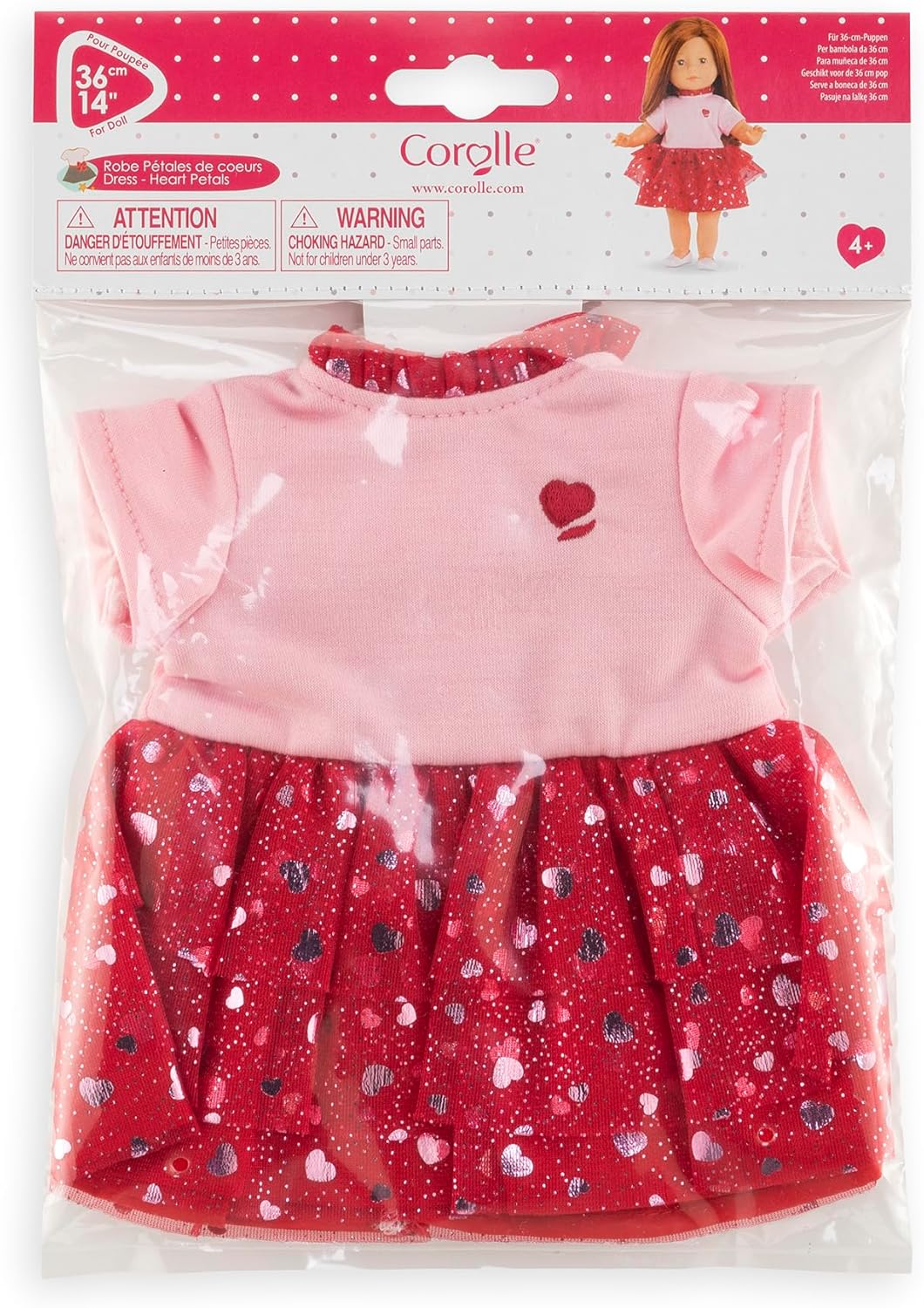 Ma Crolle Kleid, Herzblatt, für alle 36cm MaCorolle Ankleidepuppen, Puppenkleidung, Puppenzubehör, ab 4 Jahren