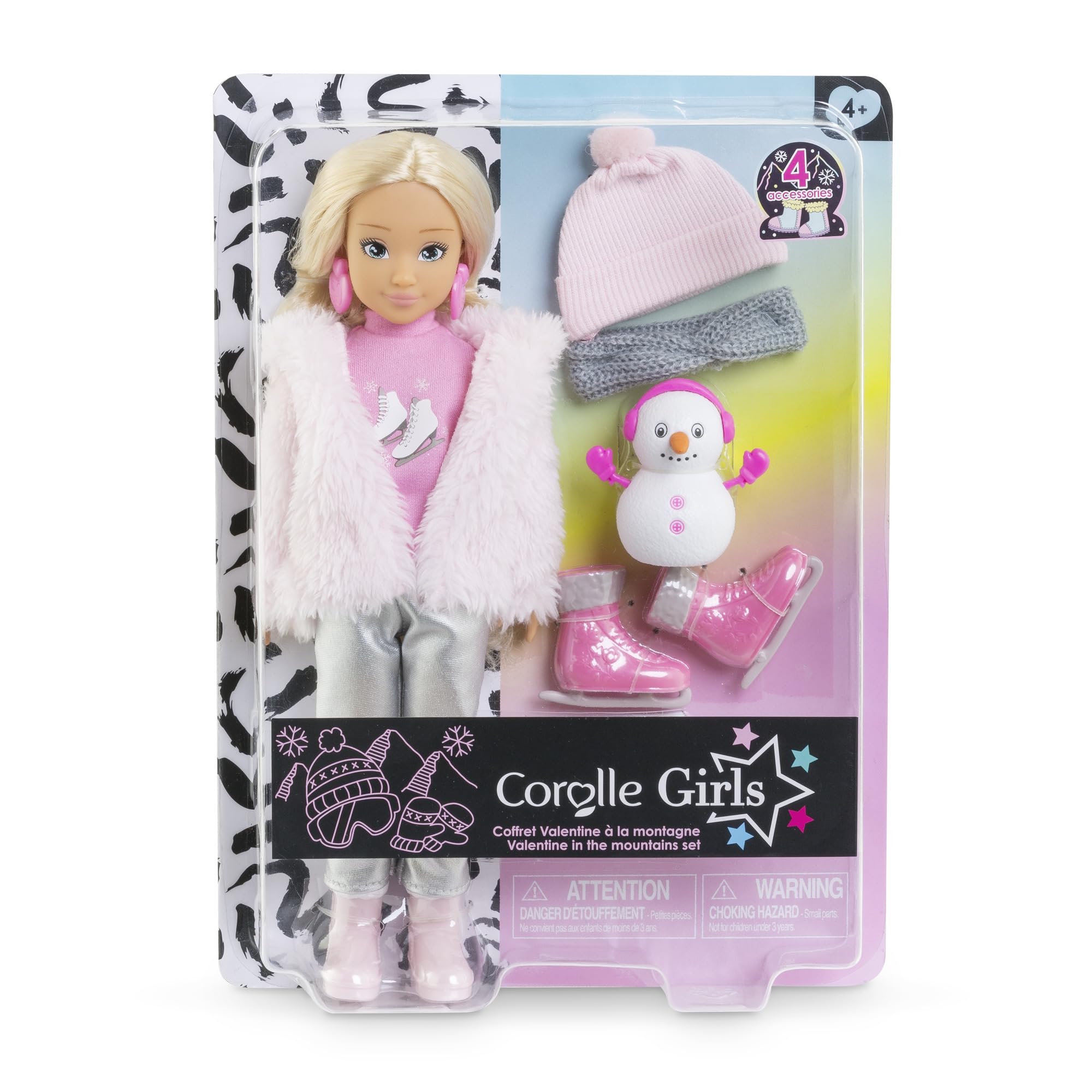 Corolle Girls Valentine Winter Set, Dressing Doll in Winter Outfit with Cuddly Jacket, 4-Piece Accessories, Vanilla Fragrance, 28 cm, from 4 Years