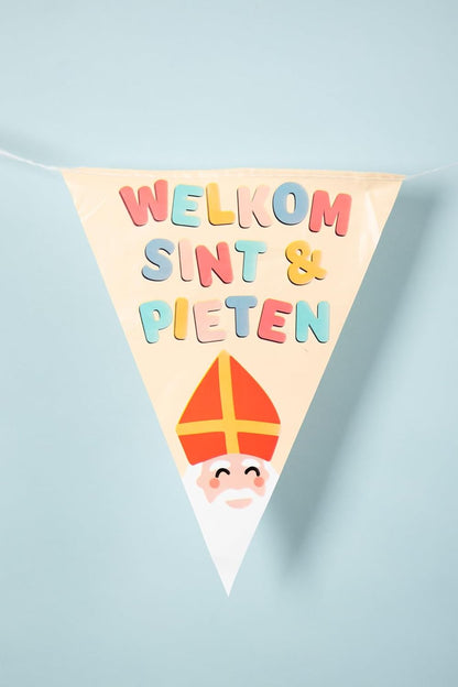 Folat 65708 Bunting 'Welkom Sint in Pieten-6 metres-Sinterklaas, Saint Nicholas Decoration for Children, Multi-Colour