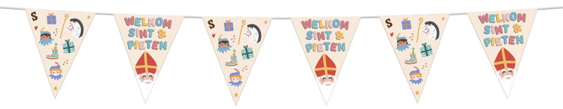 Folat 65708 Bunting 'Welkom Sint in Pieten-6 metres-Sinterklaas, Saint Nicholas Decoration for Children, Multi-Colour
