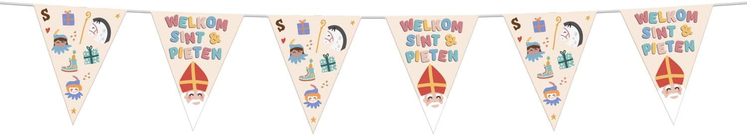 Folat 65708 Bunting 'Welkom Sint in Pieten-6 metres-Sinterklaas, Saint Nicholas Decoration for Children, Multi-Colour