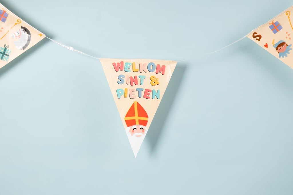 Folat 65708 Bunting 'Welkom Sint in Pieten-6 metres-Sinterklaas, Saint Nicholas Decoration for Children, Multi-Colour