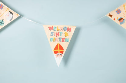 Folat 65708 Bunting 'Welkom Sint in Pieten-6 metres-Sinterklaas, Saint Nicholas Decoration for Children, Multi-Colour