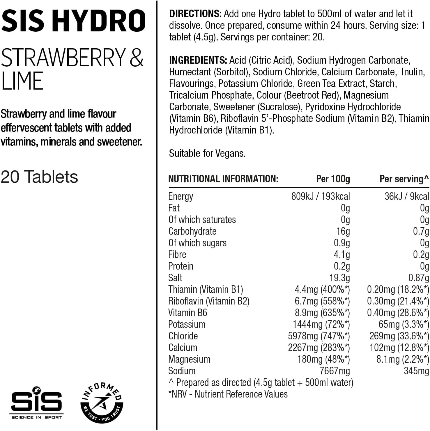 GO Hydro Tablet - 8 tubes - strawberry and lime