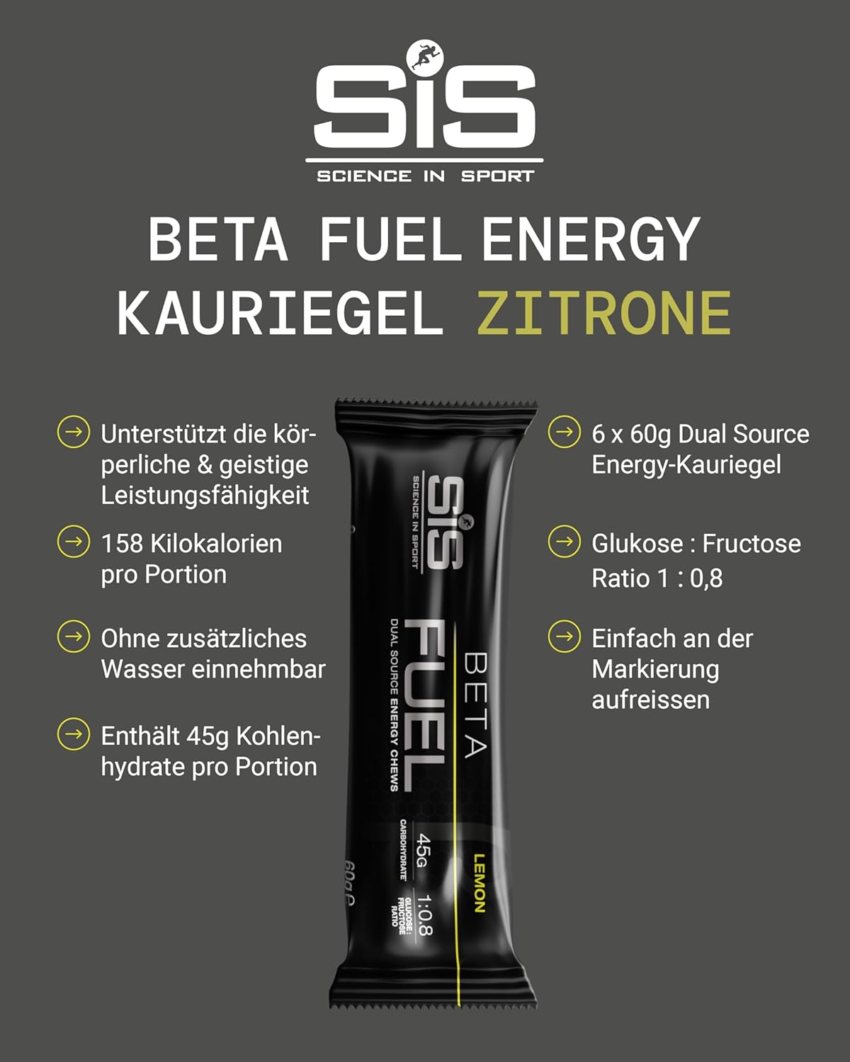 Beta Fuel Energy Chew - box of 6 x 60g - lemon