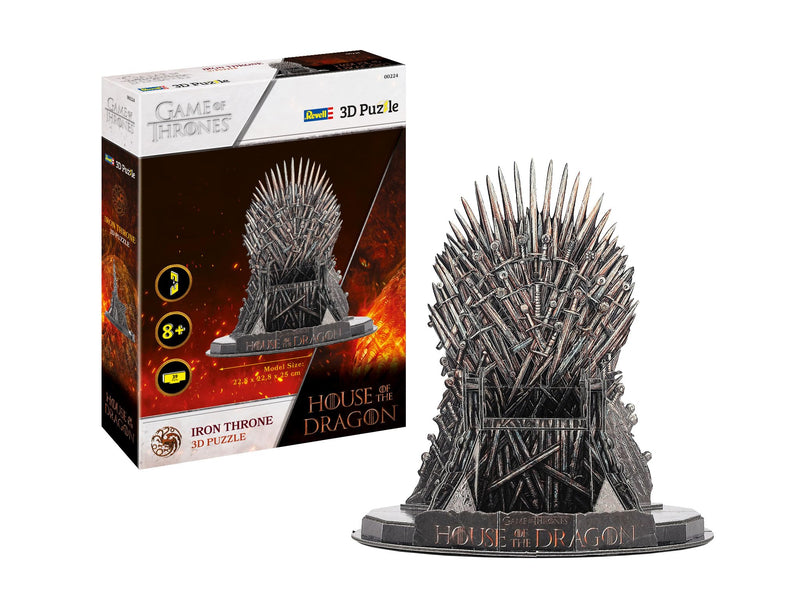 Revell 3D Puzzle 00224 Iron Throne: House of The Dragon 39 Pieces, Highly Detailed, 22.8cm in Height, Officially Licensed, Fun & Easy to Build, Multicoloured